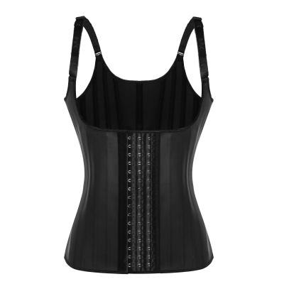 China Latest Pinyue Style Antibacterial Women Slimming Body Shaper 25 Steel Bone Latex Corset Waist Trainer Rubber Vest for sale