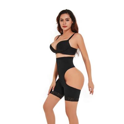 China Antibacterial Wholesale Women Body Shaper Fitness Wear Gym Jumpsuit Hooks Design Butt Lifter Shaper for sale