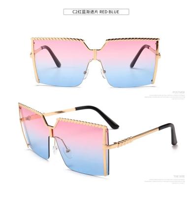 China Popular Fashion Vintage Frameless Sunglasses Women Square Ocean Lens Fashion Sunglasses Designer Brand Oversized Sunglasses for sale