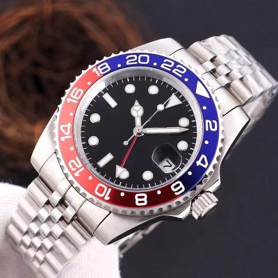 China Custom Automatic Mechanical Stainless Steel 40mm Alarm Luxury Mens Watch GMT Watch 2813 Movement 316L Mineral Glass Waterproof 40mm for sale