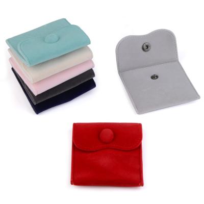 China Custom Velvet Pouch Snap Fastener Velvet Jewelry Pouch for sale