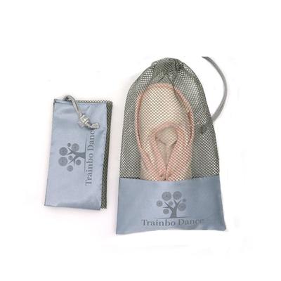 China Various Color Popular Custom Made Storage Carry Polyester Mesh Drawstring Bag Beauty Ballet Shoes With Logo for sale