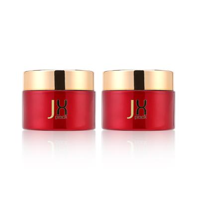 China Wholesale 30g Cosmetic Luxury Red Cosmetic Packaging Sets Empty Face Cream Glass Jars for sale