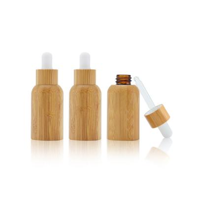 China 20 50 100ml Essential Oil Cosmetic Eco Friendly Cosmetic Packaging With Bamboo Glass Eye Dropper Cosmetic Containers Dropper Bottle for sale