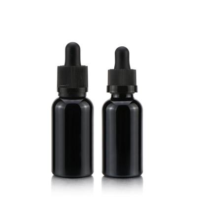 China Custom Luxury Empty Round Eye Serum 120ml Cosmetic Essential Oil Dropper UV Dark Violet Black Glass Bottle for sale