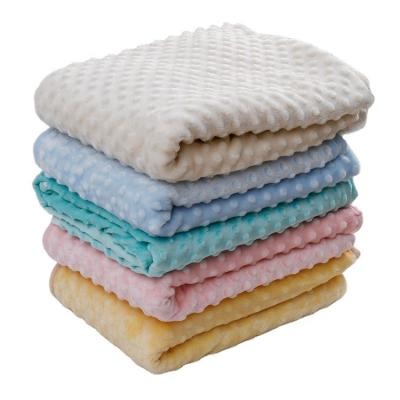 China Hot Selling Waterproof Polyester 100% Soft Embossed Velvet Baby Blanket Dot Minky Fabric for sale