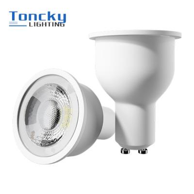 China Plastics+Aluminum Spot Light 7W Led Bulb Track Light Bulb Lens COB 3000K GU10 MR16 GU5.3 Warm White Light Lamp for sale