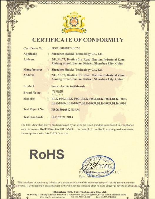 RoHS - Shenzhen Baleka Technology Co., Ltd.