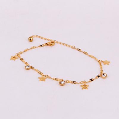 China Korean version of vintage 8-character chain multi-hollow five-pointed star stone support of the firm rose gold girls anklet for sale