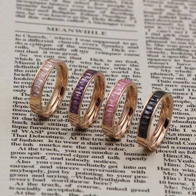 China Environmental friendly Korean spar color version titanium steel ice rose gold plated ring tail ring for women for sale