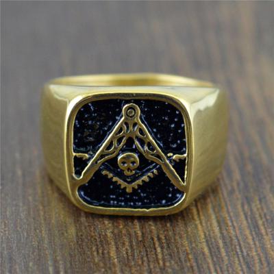 China Masonic Titanium Ring Totem Ring Fashionable Environmental Friendly Retro Men's Personality Monogram Steel Steel Jewelry for sale