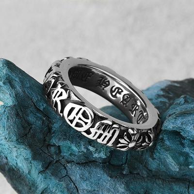 China Amazon Hot Sale Environmentally Friendly Stainless Steel Mantra Engraved Cross Seal Men Totem Ring for sale