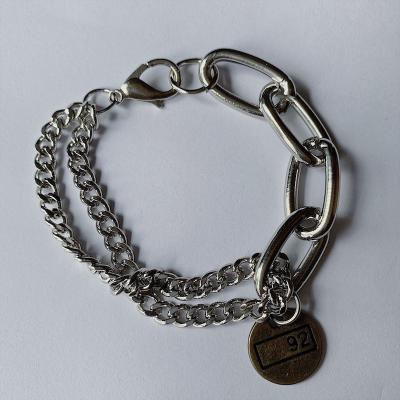 China Personality punk rock alloy silver men's thick chain with bossy popular fashionable women's bracelet bracelet for sale