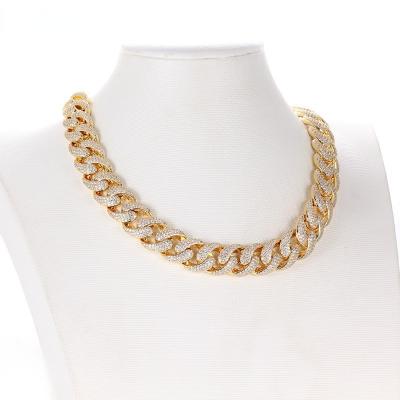 China FASHIONABLE Wholesale Hip Hop Cuban Chain FASHION Full Diamond 18K Gold Plated Copper Plated 13mm Diamond 13mm Light Weight Necklace for sale