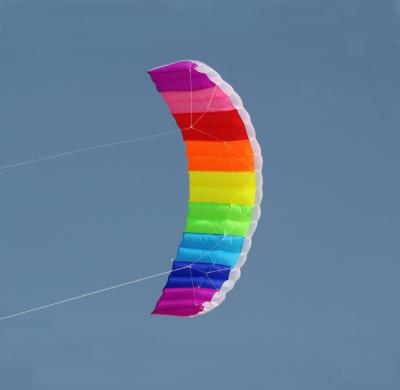 China NEW design patent outdoor sports outdoor ergonomic parasailing rainbow stunt kite double toy line with cheap price for sale