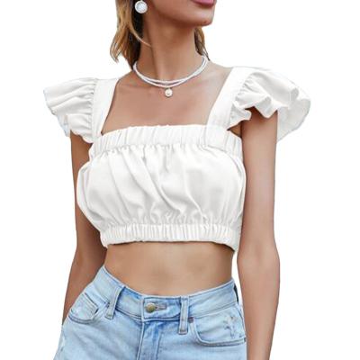 China 2022 Summer Sale Women's Summer Sale Hot Top QUICK DRY Hot Sexy Trim Ruched Bust Tie Back Tie Back Crop Top for sale