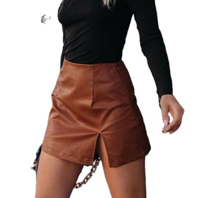 China 2022 Anti-Static Women Skirts Solid Color Streetwear Elegent Skirts Good Quality Leather Skirts for sale