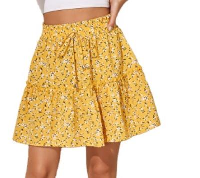 China 2022 Anti-Static Girl Hot Mini Skirt Floral Print Streetwear A Line Mini Skirt Skirt For Casual Sale for sale