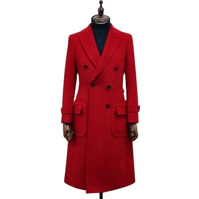 China High End Anti-Wrinkle Women Coat V Neck Overcoat Breasted Woolen Coat Double Long Pockets Solid Wool And Blends Knitted Others Sleeve for sale