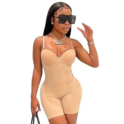 China Anti-pilling 2022 Best Selling Summer Women's Shiny Overalls Cami Jumpsuit Solid Color Sweetheart Spaghetti Collar Strap Jumpsuit for sale