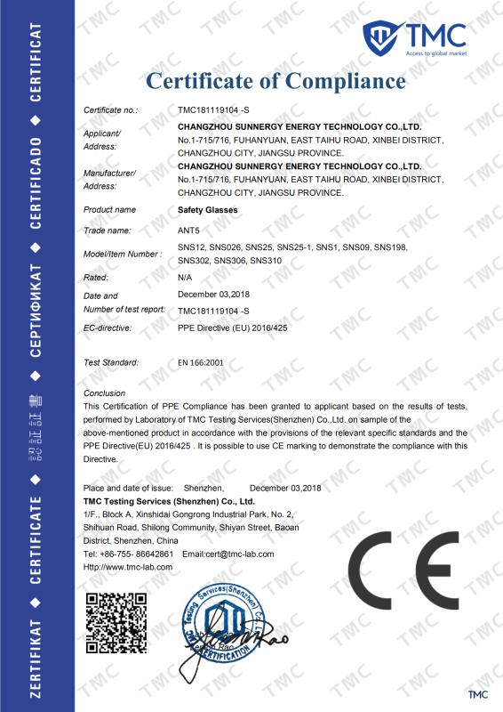 CE - Changzhou Sunnergy Energy Technology Co., Ltd.