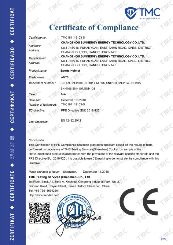 CE - Changzhou Sunnergy Energy Technology Co., Ltd.