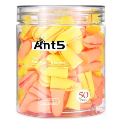 China ANT5 Brand Reusable Hearing Protection Mix Color PU Foam Sleep Waterproof Earplugs for sale