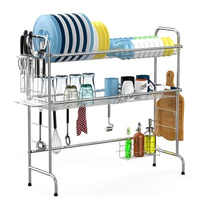 China Workable Yuming Factory 2 Tier Dish Rack Kitchen Organizer Dish Drying Rack Over The Kitchen Sink Worktop Storage Racks And Racks for sale