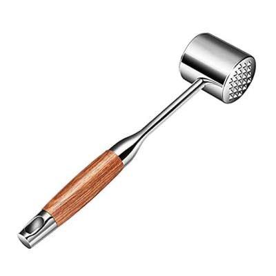 China Viable Meat Tenderizer Tool - Meat Mallet Hammer 304 Stainless Steel - Double Sided Heavy Meat Pounder with Wooden Handle for Tenderizing for sale