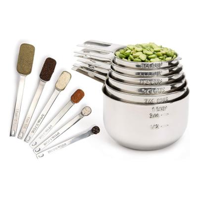 China Amazon's best-selling sustainable measuring cups and spoons set of 12 stainless steel for cooking and baking for sale