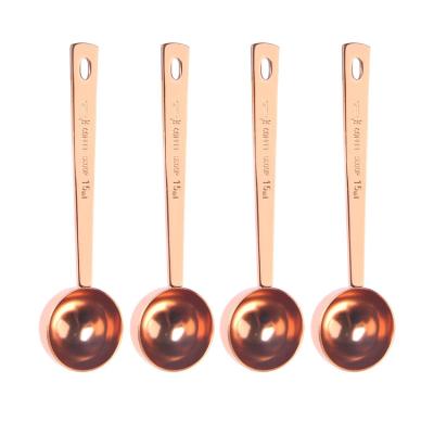 China Factory Sustainable Coffee Yuming Measuring Scoop, 4pcs Stainless Steel 1 Tbsp Spoon - Rose Gold for sale