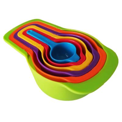 China Amazon Viable Hot Sale Measuring Cups Spoons Colorful Plastic Handle Set 6 Cooking Tools for sale