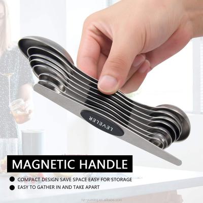 China Amazon Sustainable Hot Sale 8pcs Stainless Steel Stackable Magnetic Scoop Set With Lever for sale