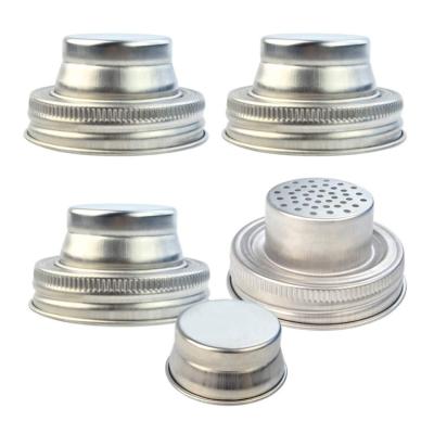 China Non Spill Yuming Stainless Steel Kitchen Instrument Mason Jar Shaker Lids Canning Lids Capsule Cocktail Shaker Top for sale