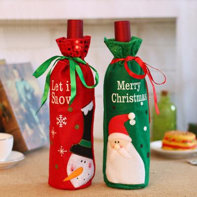 China Waterproof Promotion Santa Claus Christmas Tree Insulated Gift Can Stand Beer Red Wine Bottle Cooler Wine Bottle Sleeve for sale