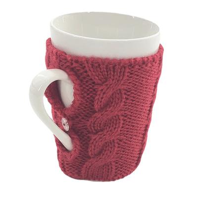 China Fashion Hand Wool Sweater Waterproof Warmer Crochet Acrylic Knit Knitted Cup Sleeve Coffee Milk Tea Cup Bottle Cover for sale