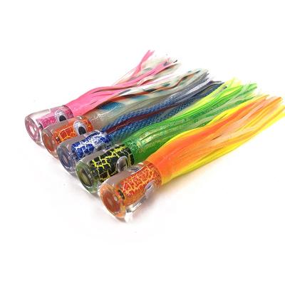 China Professional Soft Plastic Head 40mm Luminous Octopus 9in Seawater Fishing Lure Supply 9in Squid Trolling Rubber Lure for sale