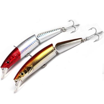 China Durable 120mm, 22g Premium Quality Two Sections Multi Sections Lure ABS Plastic Jointed Fishing Lures With 3D Eye Treble Hook for sale