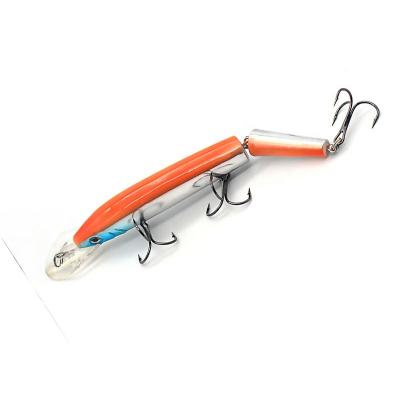 China Durable 120mm, 22g Two Sections Crankbait Multi Jointed Fishing Lure ABS Plastic Jointed Fishing Lures With 3D Eye Treble Hook for sale