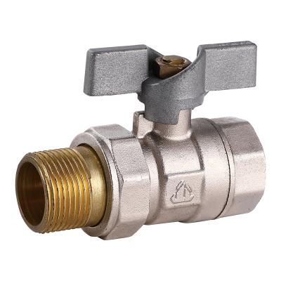 China JC-116 General Wholesale Brass Female And Male Threaded Nickel Plated Ball Valves With Butterfly Handle for sale