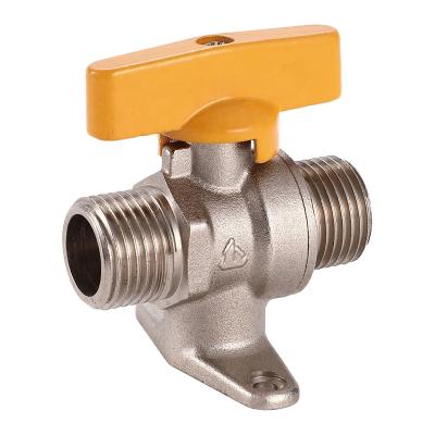 China JC-117 China General Supply 1/2 - 2 Inch Butterfly Yellow Handle Nickel Plated Brass Ball Valve With Base for sale