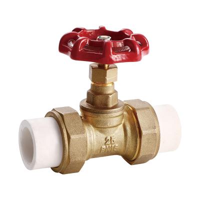 China JC-334 Competitive Price General Brass Screw DN20 DN25 DN32 PPR Ball Valve With Red Color Hand Wheel for sale