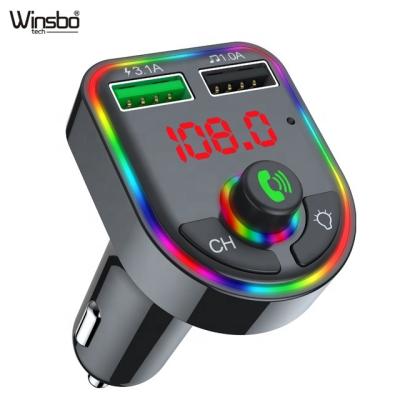 China Blue Tooth Car Kit Phone Music USB Radio Mp3 New Design Colorful Lights Digital LED Display Hands Free Car Radio Fm Transmitter for sale