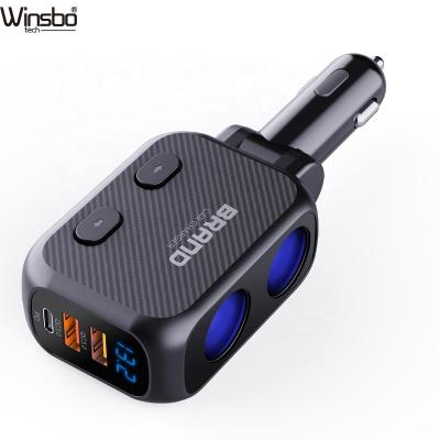 China 15A Plug-in Car Fuse 150W Cigarette Light Splitter With Dual 20W PD Usb QC 3.0 Quick Car Charger 2 Plug Cigarette Lighter Adapter for sale