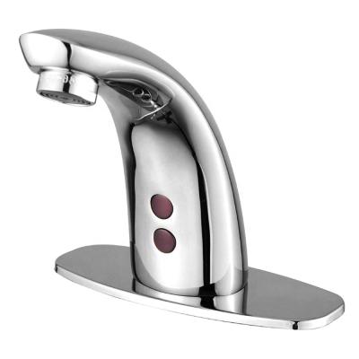 China Sense Faucets 3 Years Warranty Single Hole Bathroom Cold Water Sensor Automatic Faucet Polished Brass Chrome Automatic Sanitary Ware Faucet for sale