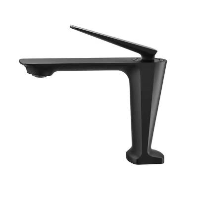 China New European Exquisite Diamond Shaped Metered Faucets 2020 Deck Mounted Black Brass Hot Cold Bathroom Basin Faucet for sale