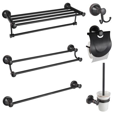 China Durable / Fashion / Economic Material Black Zinc Stainless Steel Bathroom Hardware Set GLOBE 6 Metal Bathroom Hardware Set Of Accessories Set for sale