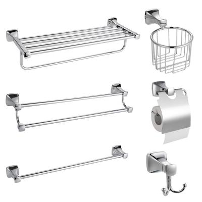 China Durable/Fashion/Economical Polished Chrome Metal Bathroom Accessories Towel Rack Bar Paper Holder Soap Basket 6 Pieces Bath Accessory Set for sale