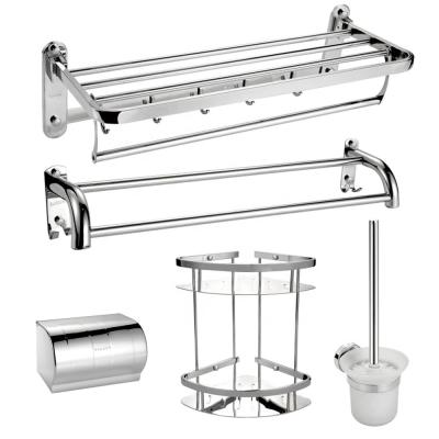 China Durable/Fashion/Economical KEDAH 5 Stainless Steel Bath Material Toilet Paper Holder Towel Holder Rack Corner Shelf Basket Brush Toilet Towel Rack for sale