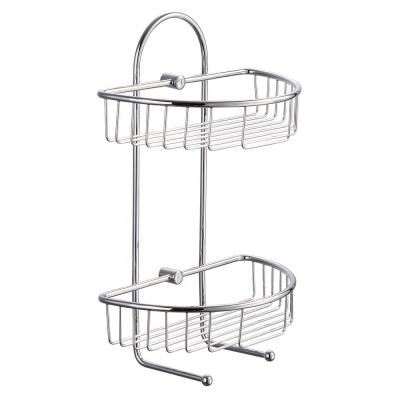 China Durable / Fashion / KEDAH Economical Durable Brass Polish Chrome Corner Bathroom Shelf 2 Tier Triangle Shower Caddy for champoo for sale